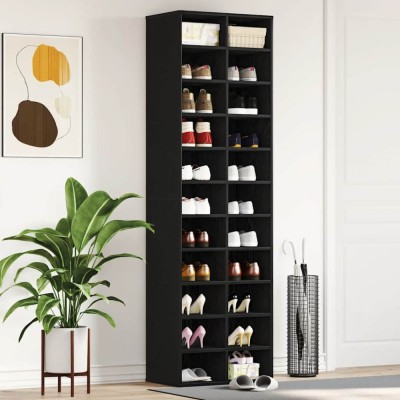 vidaXL Dulap Pantofi Stejar Negru 54x34x183 cm Lemn prelucrat foto