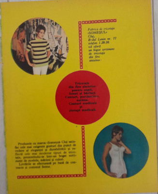 1973 Reclama Fabrica tricotaje SOMESUL Cluj comunism moda sutiene portjart 26x20 foto