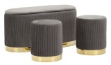 Mauro Ferretti Banca Cu Depozitare Și Taburet Shopy Gri Set 3 Bucăți Cm 80X37X42-29X33 | Aosom Romania