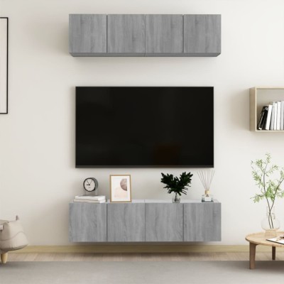 vidaXL Comode TV, 4 buc., gri sonoma, 60x30x30 cm, lemn prelucrat 3120204 foto