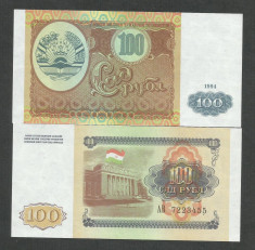 TADJIKISTAN 100 RUBLE 1994 UNC [1] P- 6 , necirculata foto