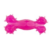 Jucarie din cauciuc eco pentru caini, forma de Os cu Gaura, 15 cm, roz