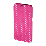 Husa Booklet Lumi Dots Samsung Galaxy S6 Hama, Roz/Alb, Cu clapeta, Vinyl