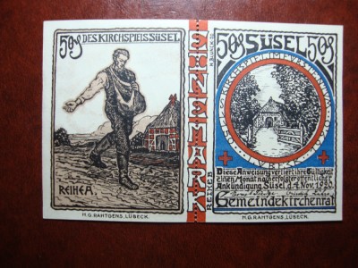 GERMANIA / SUSEL TICHET 1 MARK /2 TICHETE50 PF. 1920 UNC RAR foto