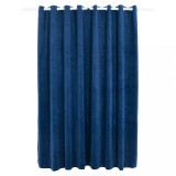 Draperie opaca albastru inchis 290x245cm catifea inele metalice