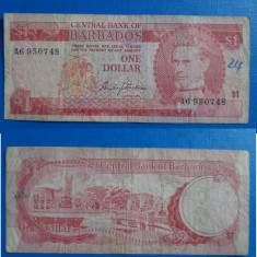 Bancnotă _ Barbados _ 1 dollar _ 1973