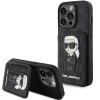 Husa pentru Apple iPhone 15 Pro Max, Karl Lagerfeld, Saffiano Cardslots and Stand Monogram Ikonik Karl, Neagra