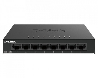 SWITCH D-LINK 8 porturi Gigabit. carcasa metalica, &amp;quot;DGS-108GL&amp;quot; (include timbru foto