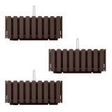 Set 3 jardiniere decorative cu suport metalic, sistem irigare,​​​​​​​ maro, 38x18x16.2 cm, Boardee Fencycase W GartenVIP DiyLine, Prosperplast