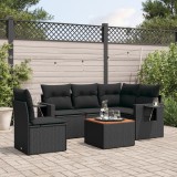 vidaXL Set mobilier de grădină cu perne, 6 piese, negru, poliratan 3256895