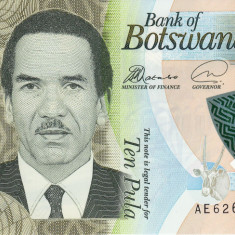 Botswana, bancnota polymer 10 Pula 2018, necirculata