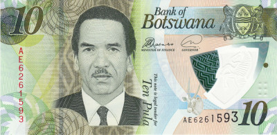 Botswana, bancnota polimer 10 Pula 2018, necirculata foto