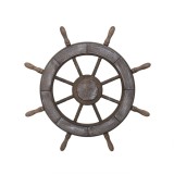 Roata decorativa din MDF, diametru roata 50cm, model carma marinar, maro / ZTS 8039