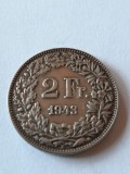 ELVETIA 2 FRANCS 1943 ARGINT XF PATINA, Europa