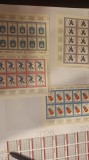 ROMANIA 1967 LP 657 b J.O. DE IARNA-GRENOBLE SET 4c COLI 10 TIMBRE+5 VINIETE MNH, Nestampilat