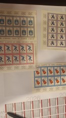 ROMANIA 1967 LP 657 b J.O. DE IARNA-GRENOBLE SET 4c COLI 10 TIMBRE+5 VINIETE MNH