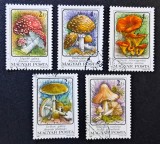 Ciuperci - Ungaria 1986 - Set 5 Timbre Individuale Ciuperci Otrăvitoare (Ștampilat / CTO) CP1_II