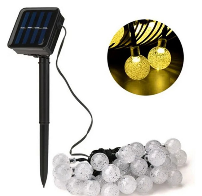 Instalatie solara decorativa, alb cald, 5 metri