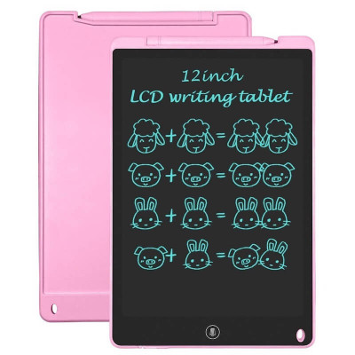 Tableta grafica Edman TB-12 pentru scris si desenat cu stylus, protectie ochi, rezistenta la apa si socuri, display LCD multicolor 12 inch, Roz foto