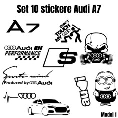 Set 10 Stickere Auto Audi A7 , Personalizare Premium cu Stil Sportiv