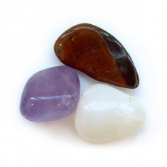 Set 3 pietre semipretioase pentru Iubire in saculet cadou (Ametist, Opal Alb si