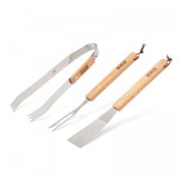 Set de ustensile cu m&acirc;ner de lemn - 3 piese