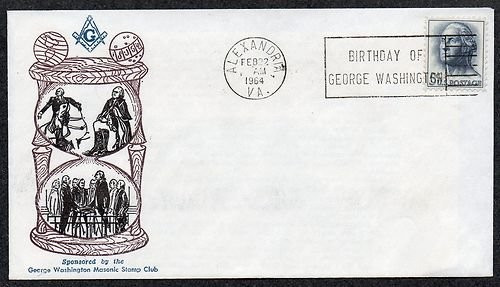United States 1964 Masonic Cover - Alexandria VA GW&#039;s Birthday K.279