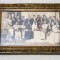 Fotografie veche inramata - tablou de familie NUNTA la Romani datata anul 1937