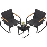 Set mobilier de gradina SONGMICS cu 2 scaune balansoar si masa, negru