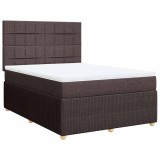 Cumpara ieftin Pat box spring cu saltea, maro inchis, 160x200 cm, textil