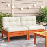 VidaXL Canapea de grădină fără cotiere, cu perne, 2 buc., maro ceruit 838162