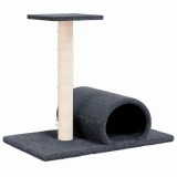 Cumpara ieftin Stalp zgariere de pisici cu tunel, gri inchis, 60x34,5x50 cm