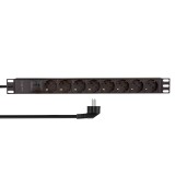 PDU LOGILINK 1U pt. rack 19 inch, 8 prize Schuko, intrare Schuko, max 16 A, prot. suprasarcina, IP20, 2 m, negru, &quot;PDU8C04&quot; (timbru verde 0.8 lei)