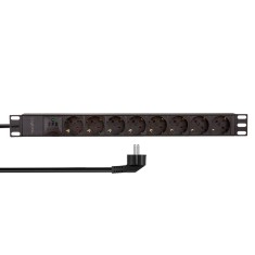 PDU LOGILINK 1U pt. rack 19 inch, 8 prize Schuko, intrare Schuko, max 16 A, prot. suprasarcina, IP20, 2 m, negru, &amp;quot;PDU8C04&amp;quot; (timbru verde 0.8 lei) foto