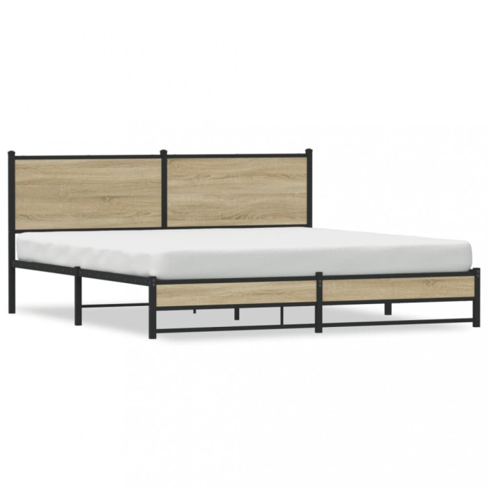 vidaXL Cadru de pat metalic fără saltea, stejar sonoma, 183x213 cm 3301396