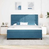 Cumpara ieftin Pat cu arcuri cu saltea albastru 180 x 200 cm Catifea