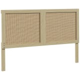 HOMCOM Tăblie de Pat din Lemn cu Efect Ratan, Design Boem, pentru Dormitor, 140 x 4 x 87 cm, Stejar | Aosom Romania