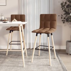 Scaune de bar, 2 buc., maro, material textil foto
