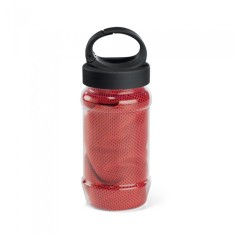Set sticla cu maner, 440 ml si prosop sport 30 x 80 cm, rosu
