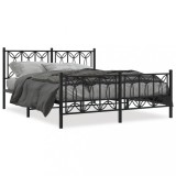 Cumpara ieftin Cadru pat metalic cu tablie de cap/picioare, negru, 150x200 cm