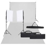 Cumpara ieftin Kit studio foto cu set de lumina si fundal