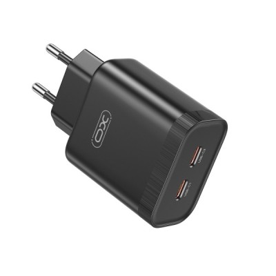 Incarcator Retea XO Design L105, 35W, 3A, 2 x USB-C, Negru foto