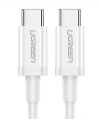 CABLU alimentare si date Ugreen, &quot;US264&quot;, Fast Charging Data Cable pt. smartphone, USB Type-C la USB Type-C 5V/3A, 1m, alb &quot;60518&quot; (timbru verde 0.08