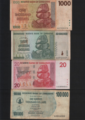 Set 4 bancnote Zimbabwe #10 foto