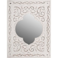 Oglinda de perete Felicitas, lemn masiv/MDF/sticla, alb, 60 x 80 x 3 cm