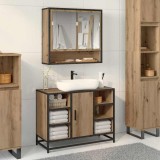 vidaXL Raft de perete cu raft cu ușă Stejar Artizanal 65 x 20 x 60 cm 883612