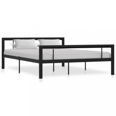 vidaXL Cadru de pat, negru și alb, 120 x 200 cm, metal foto