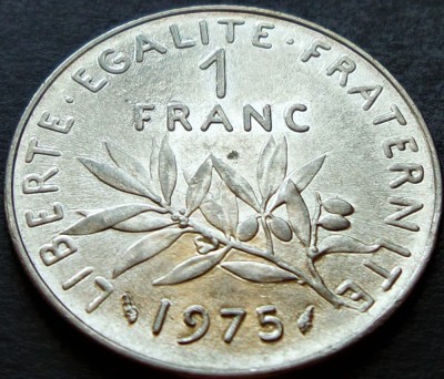 Moneda 1 FRANC - FRANTA, anul 1975 * cod 2249 = A.UNC LUCIU de BATERE foto