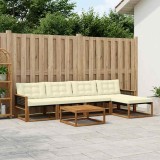vidaXL Set de canapele de exterior cu pernă 6 pcs Natural și Crem 3381374