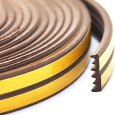 Banda autoadeziva pentru etansarea usilor si ferestrelor, Profil E, 9mm x 4mm, Rezistenta UV, Cauciuc EPDM, 6 m, Maro